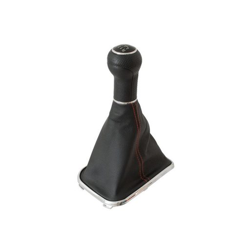 12MM Bora 98-05 sebességváltó gomb + harmonika PIROS varrással és előlappal, KRÓM 6 SEBESSÉGES
