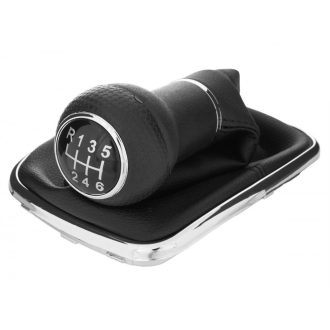   12MM VW Bora 98-05 sebességváltó gomb FEKETE + váltószoknya kerettel KRÓM 6 SEBESSÉGES