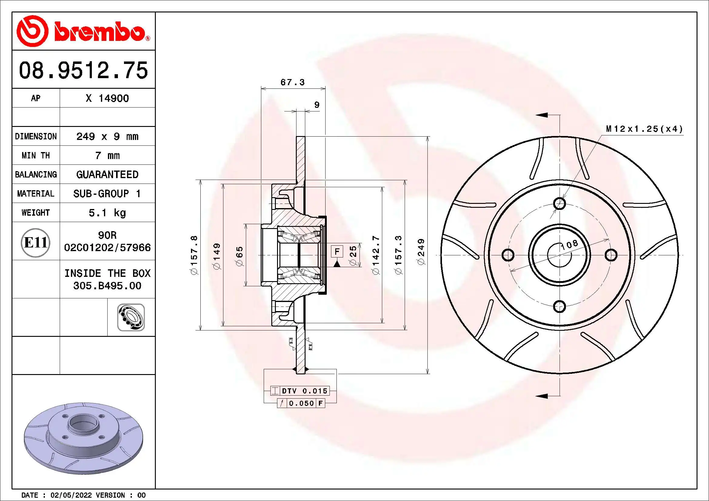 BREMBO 08.9512.75