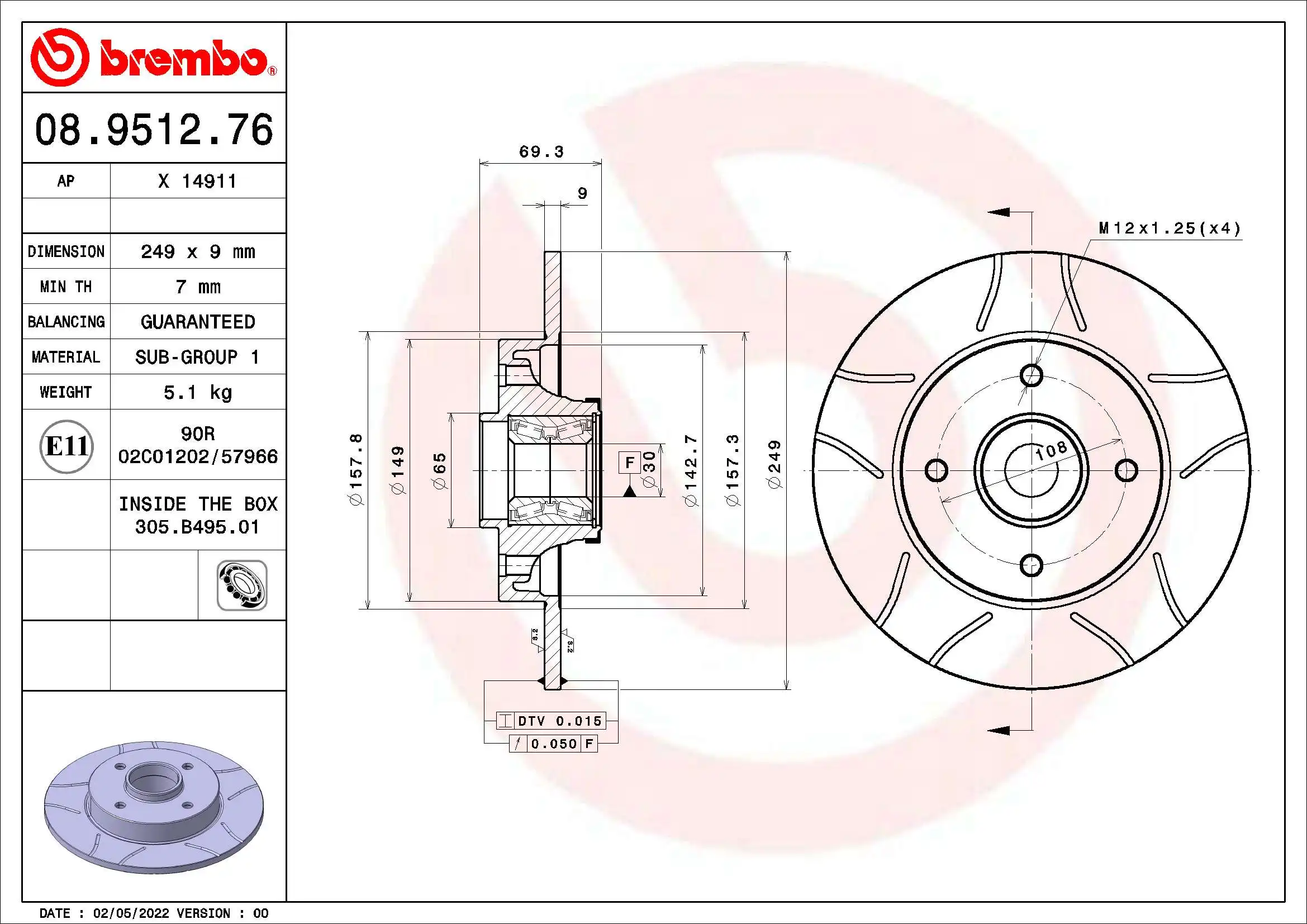 BREMBO 08.9512.76