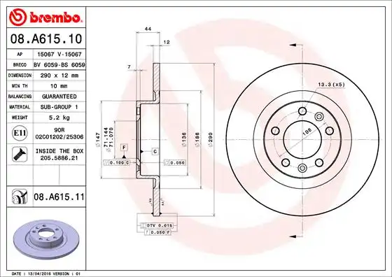 BREMBO 08.A615.11