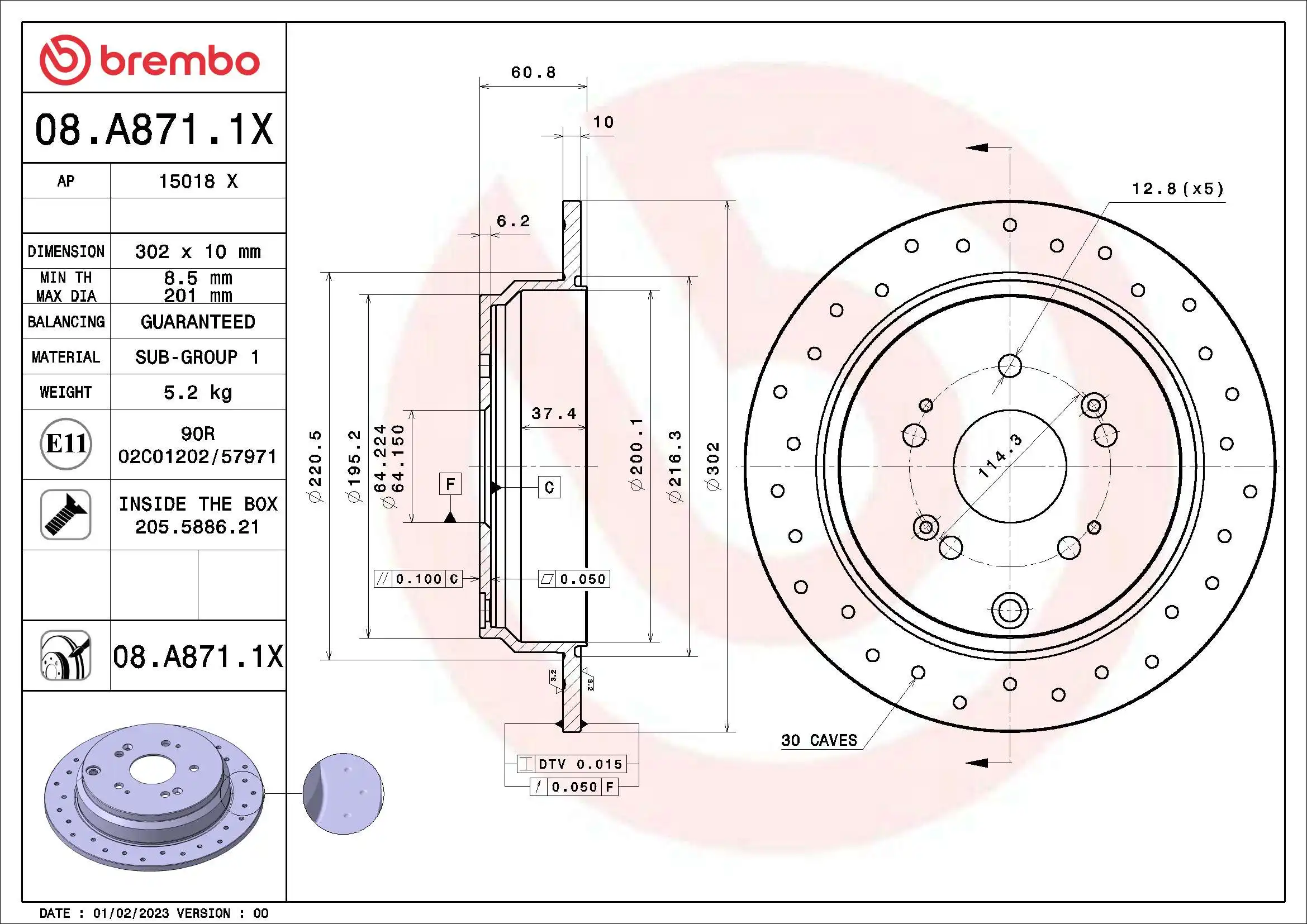 BREMBO 08.A871.1X