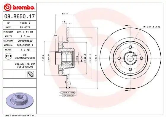 BREMBO 08.B650.17