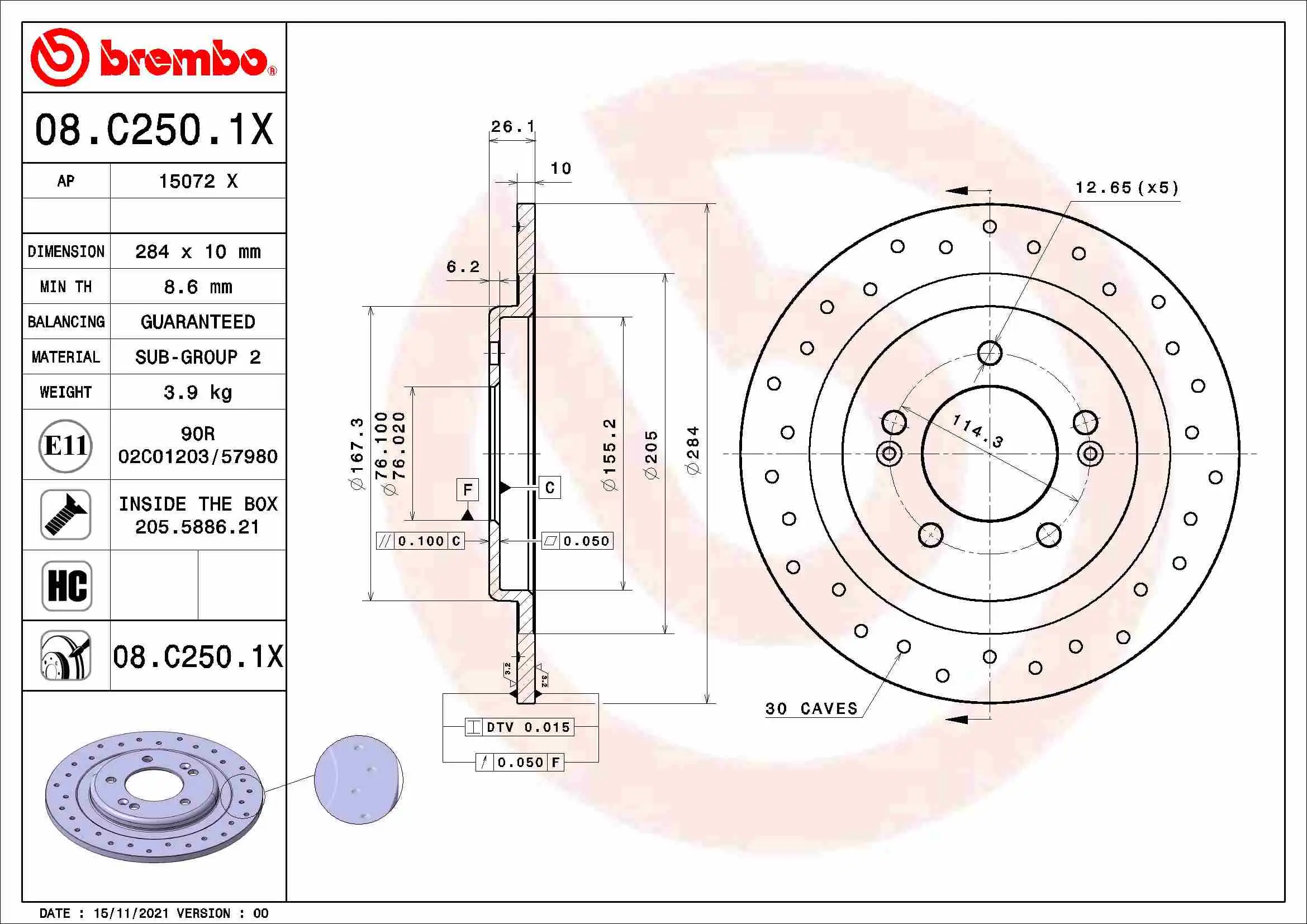 BREMBO 08.C250.1X