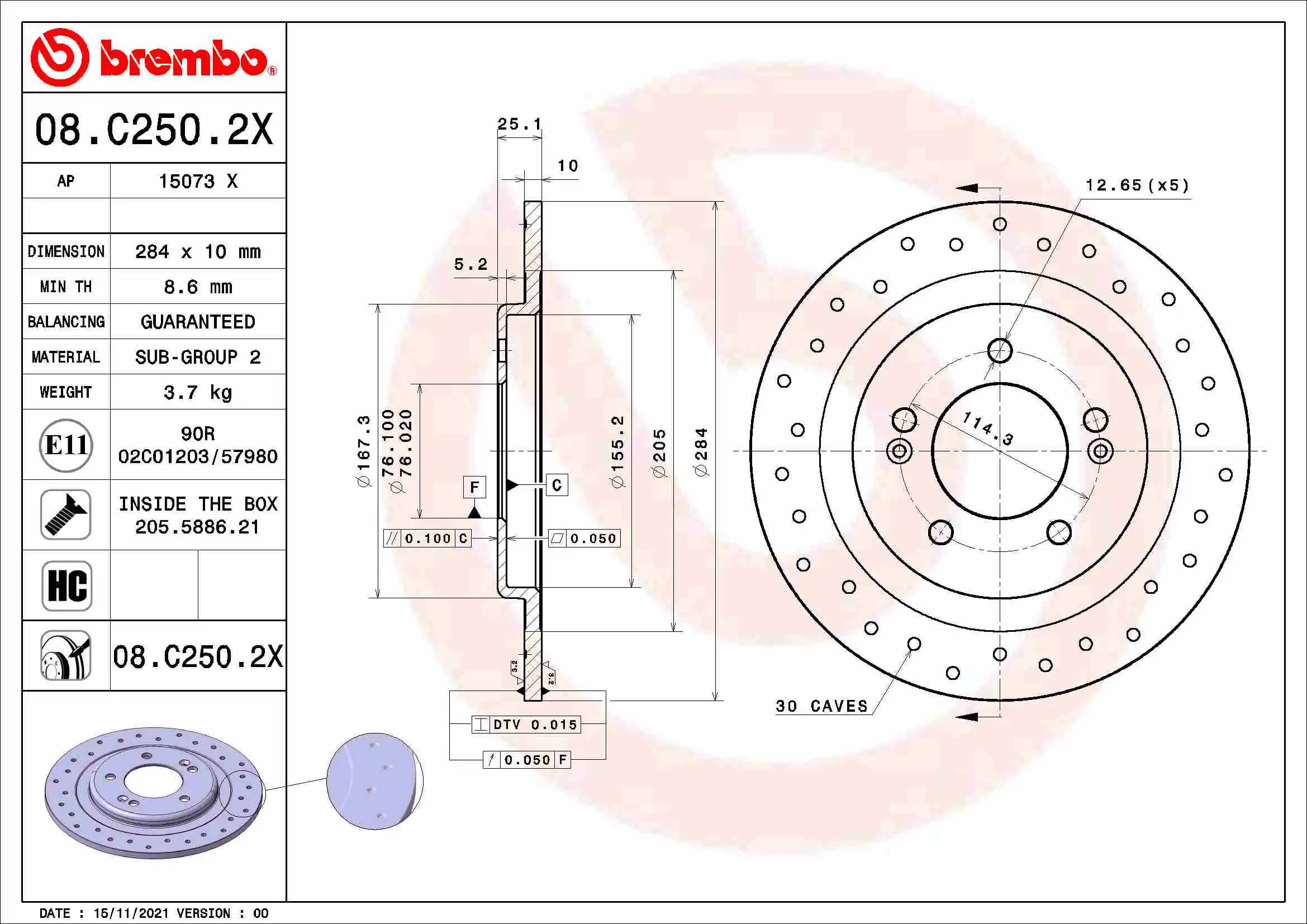 BREMBO 08.C250.2X