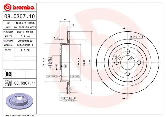 BREMBO 08.C307.11