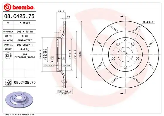 BREMBO 08.C425.75