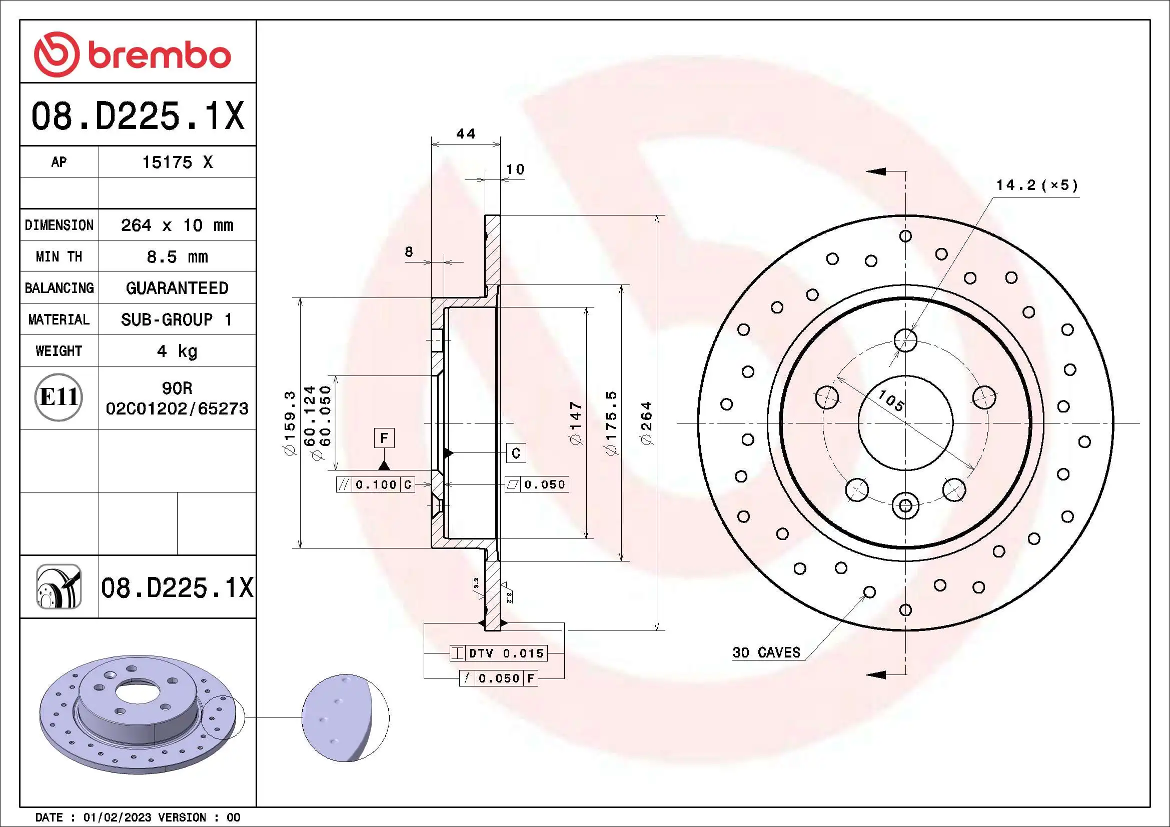 BREMBO 08.D225.1X