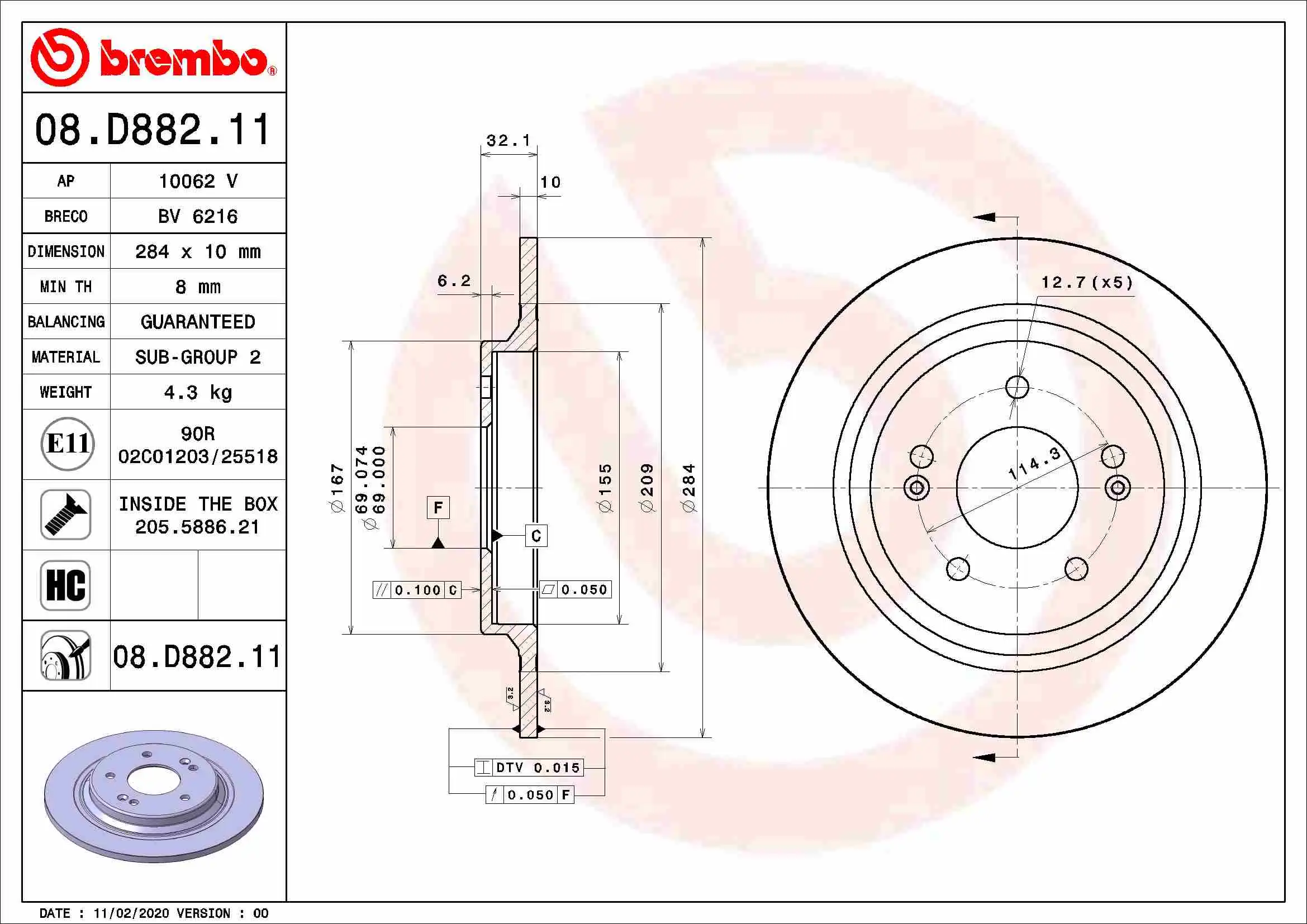 BREMBO 08.D882.11