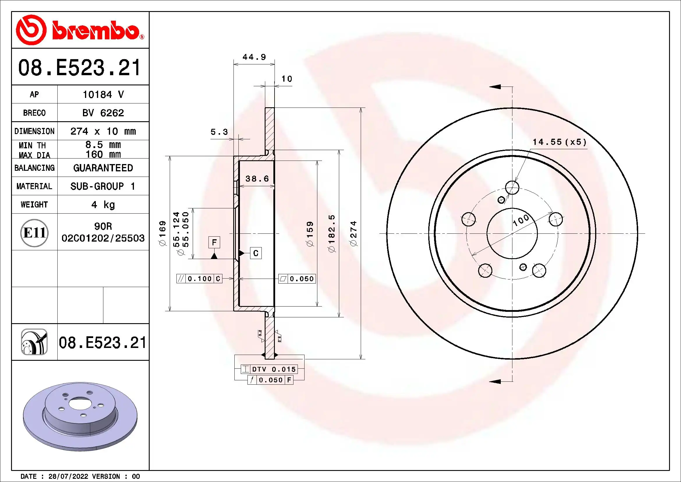 BREMBO 08.E523.21