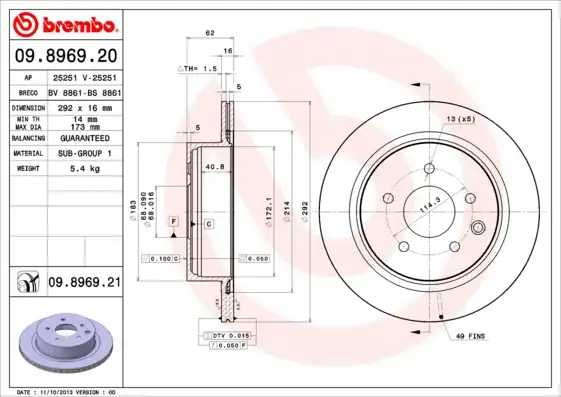 BREMBO 09.8969.21