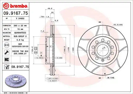 BREMBO 09.9167.75