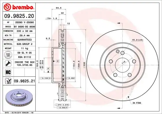 BREMBO 09.9825.21