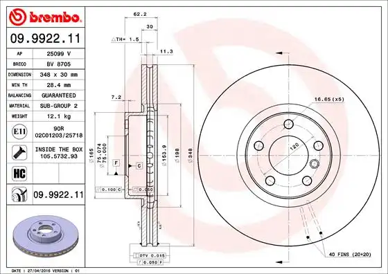 BREMBO 09.9922.11