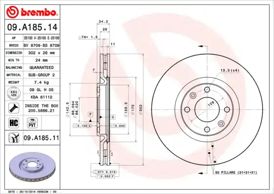 BREMBO 09.A185.11