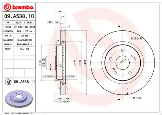 BREMBO 09.A538.11