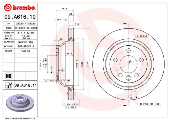 BREMBO 09.A616.11