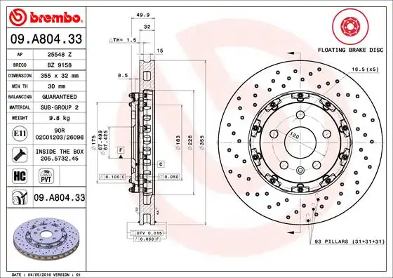 BREMBO 09.A804.33
