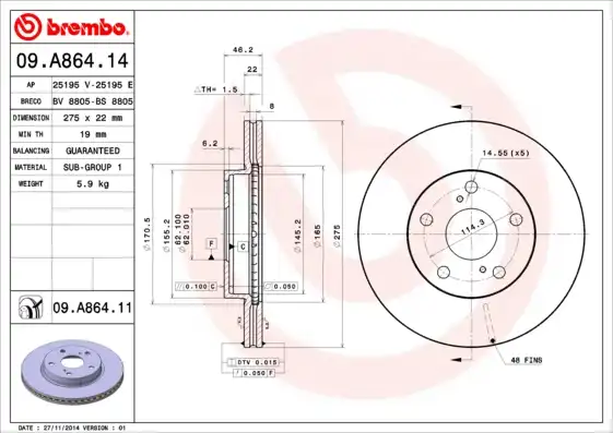 BREMBO 09.A864.11