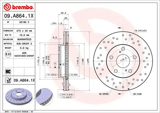 BREMBO 09.A864.1X