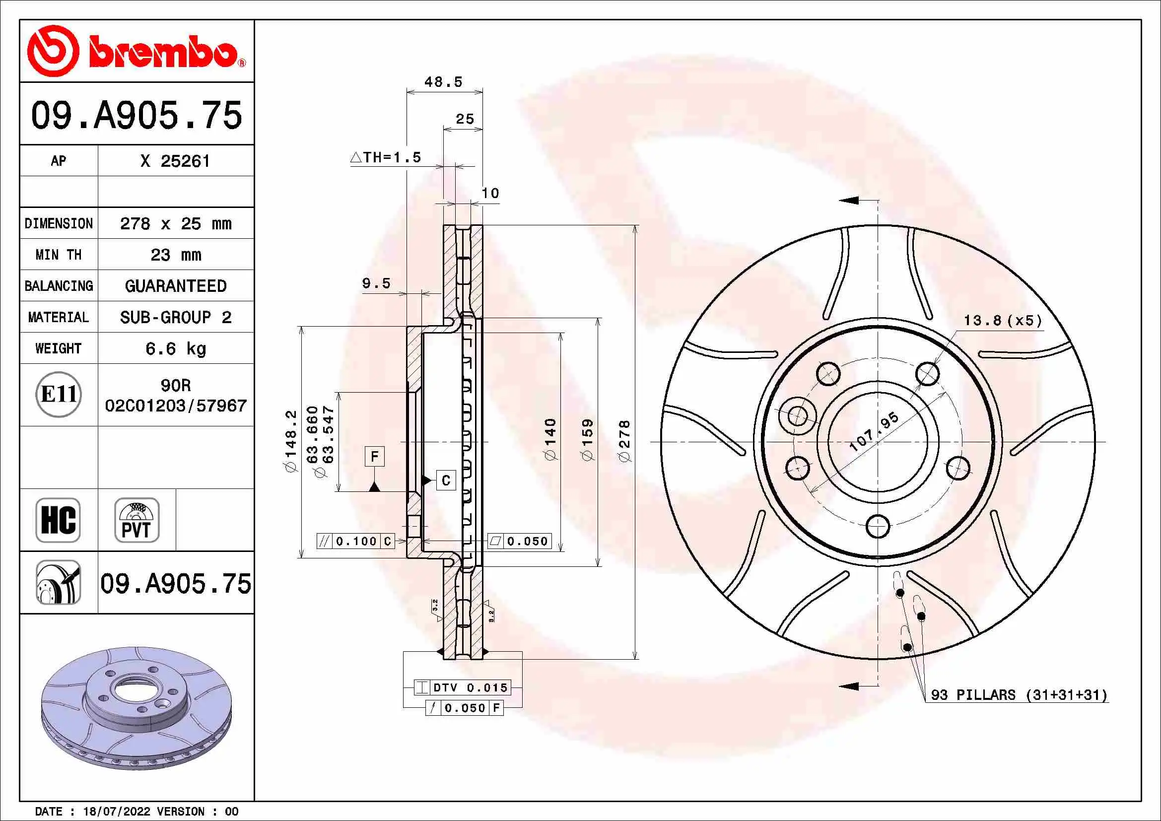 BREMBO 09.A905.75