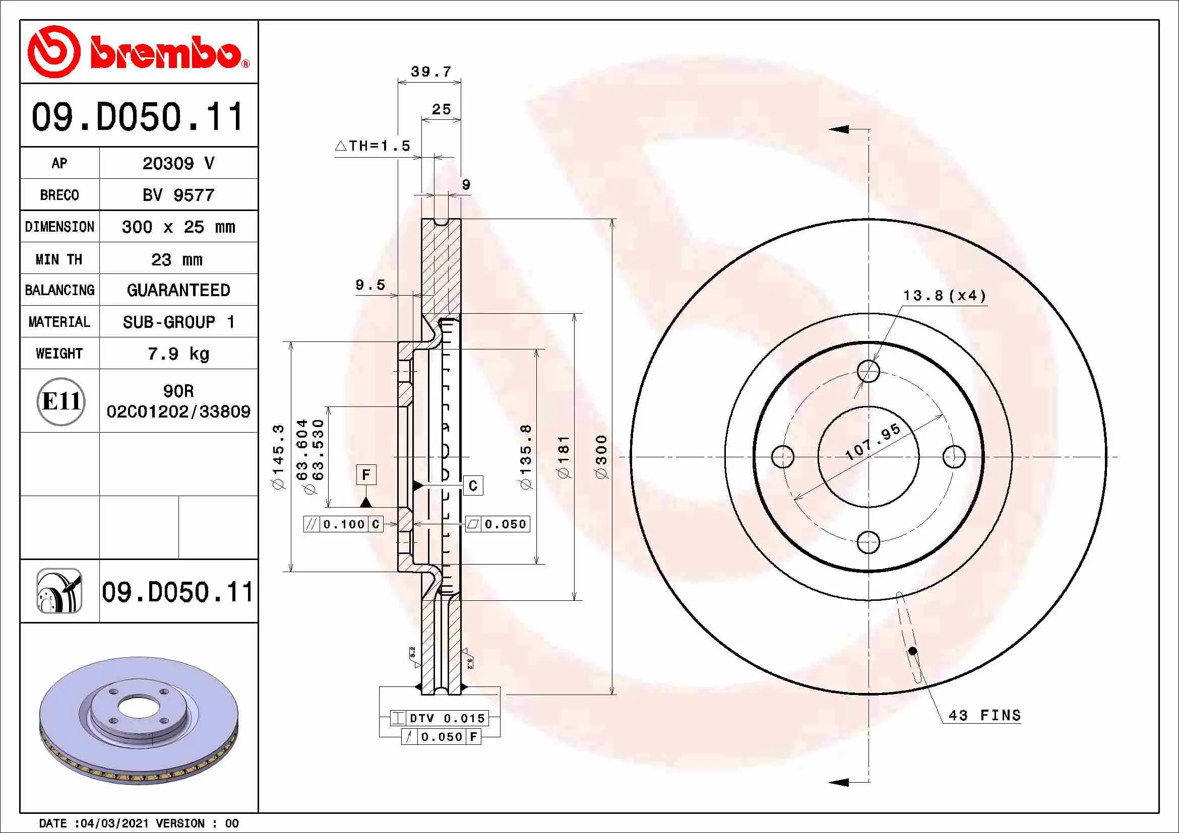 BREMBO 09.D050.11