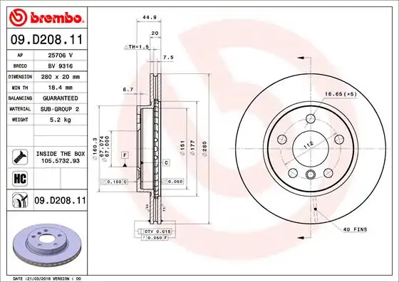 BREMBO 09.D208.11