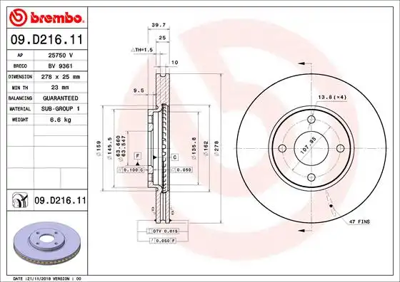 BREMBO 09.D216.11