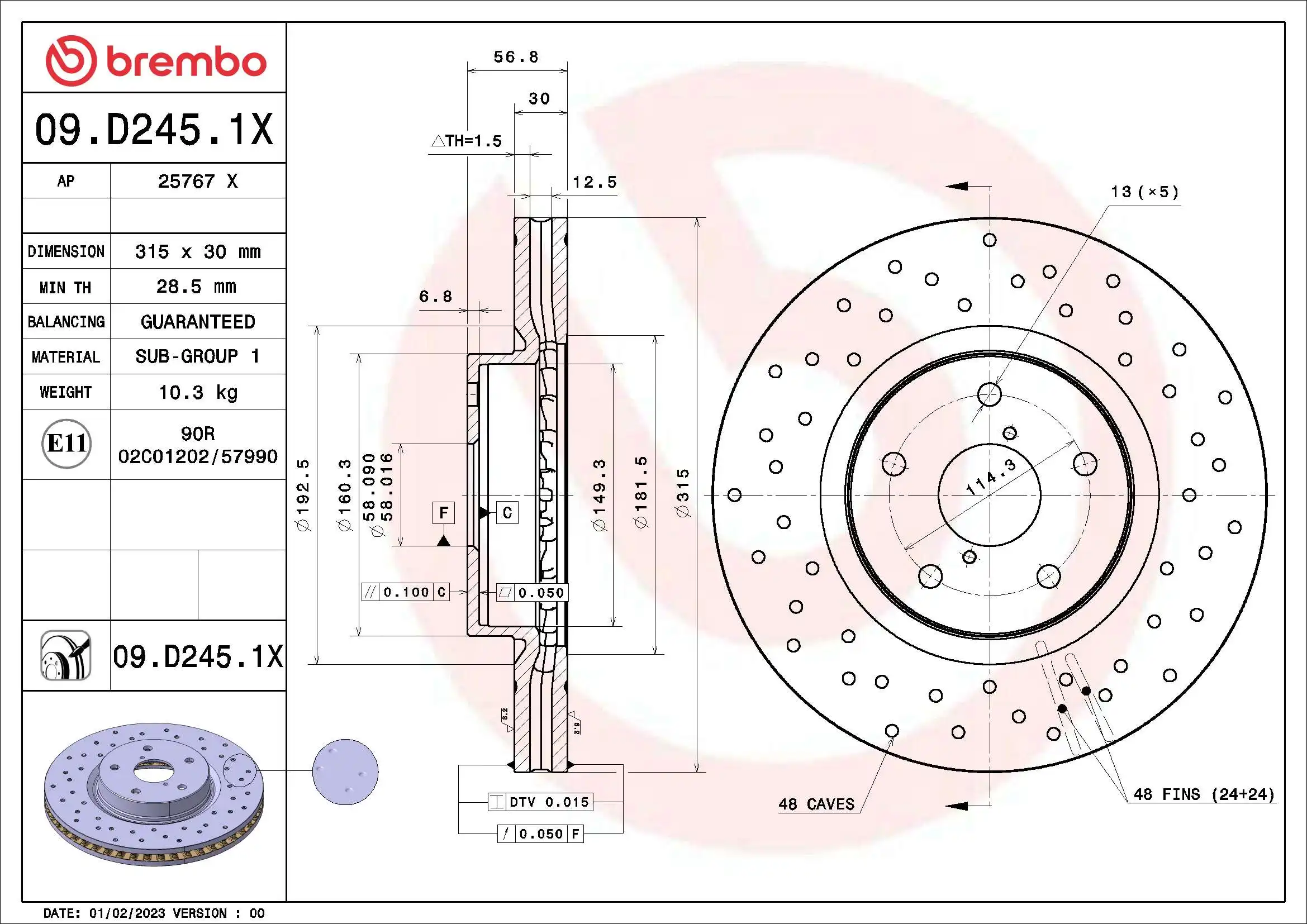 BREMBO 09.D245.1X