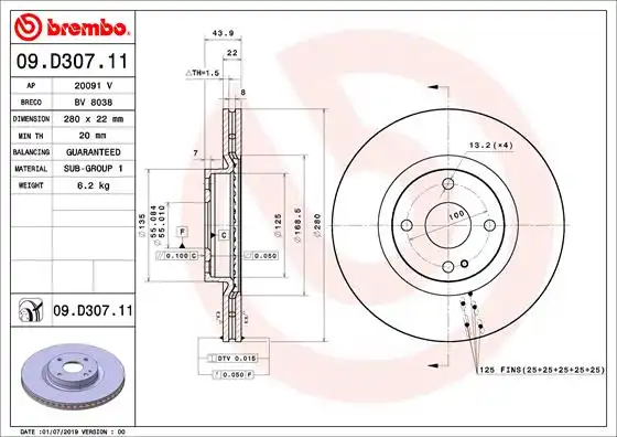 BREMBO 09.D307.11
