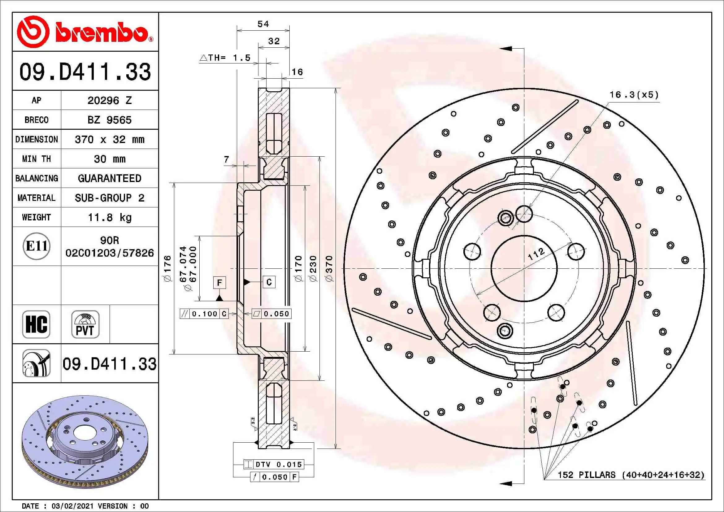 BREMBO 09.D411.33