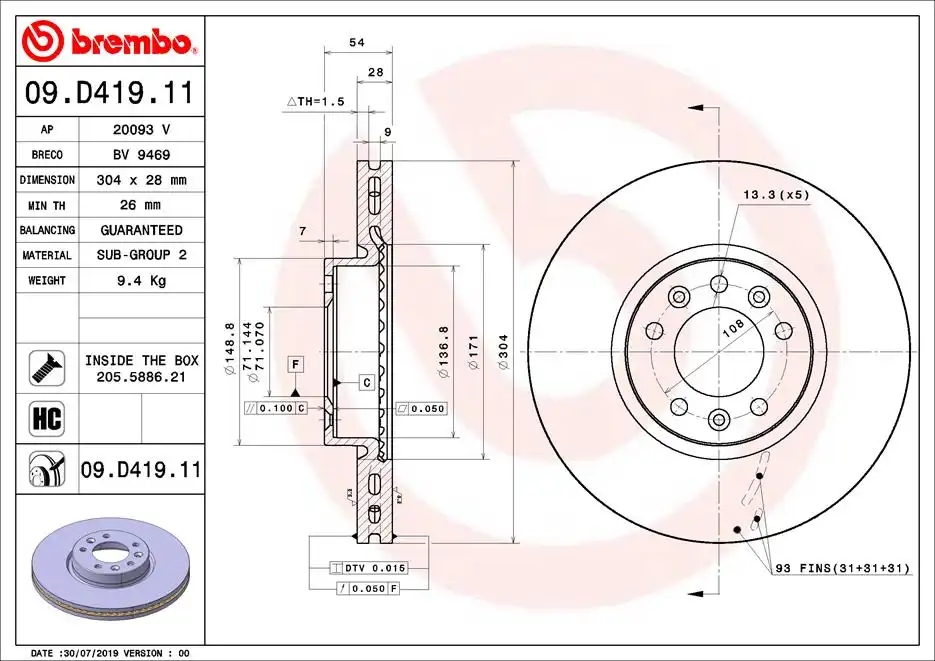 BREMBO 09.D419.11