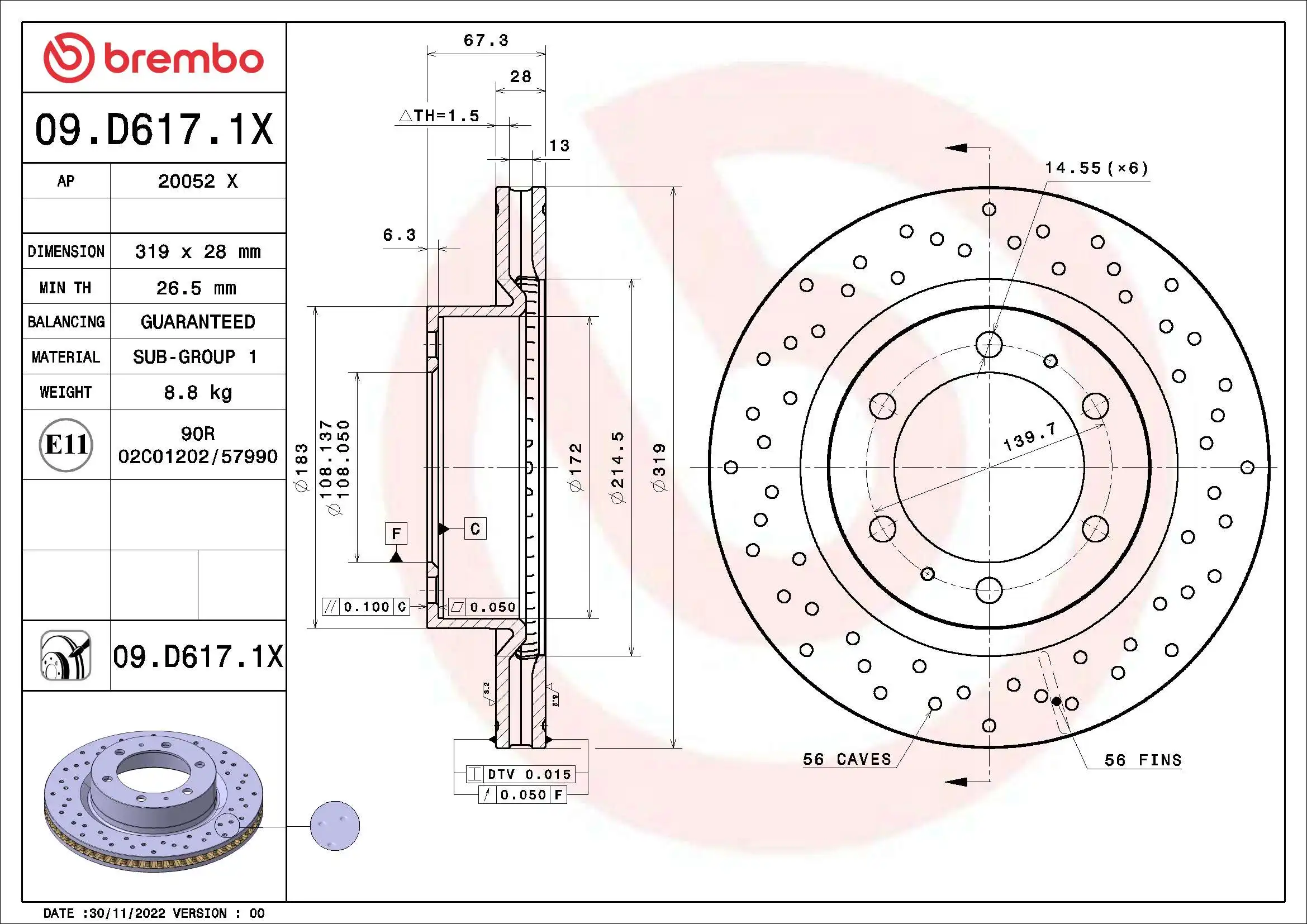 BREMBO 09.D617.1X