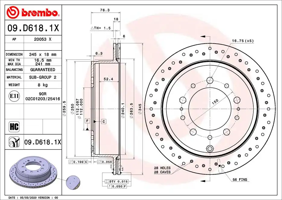 BREMBO 09.D618.1X