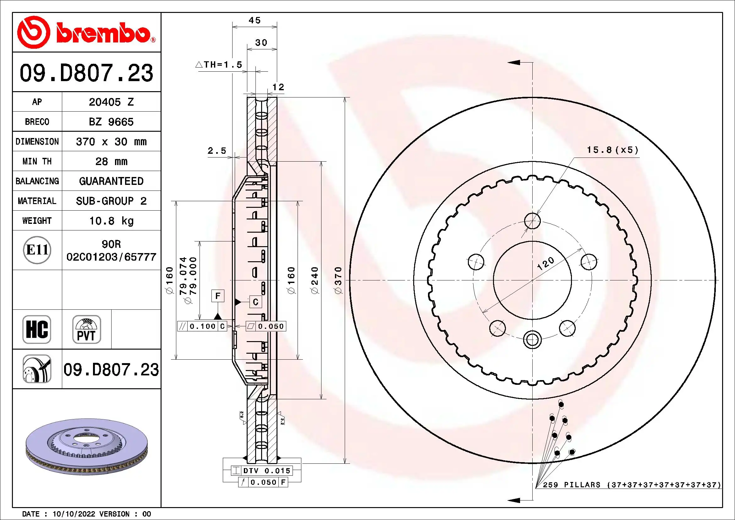 BREMBO 09.D807.23