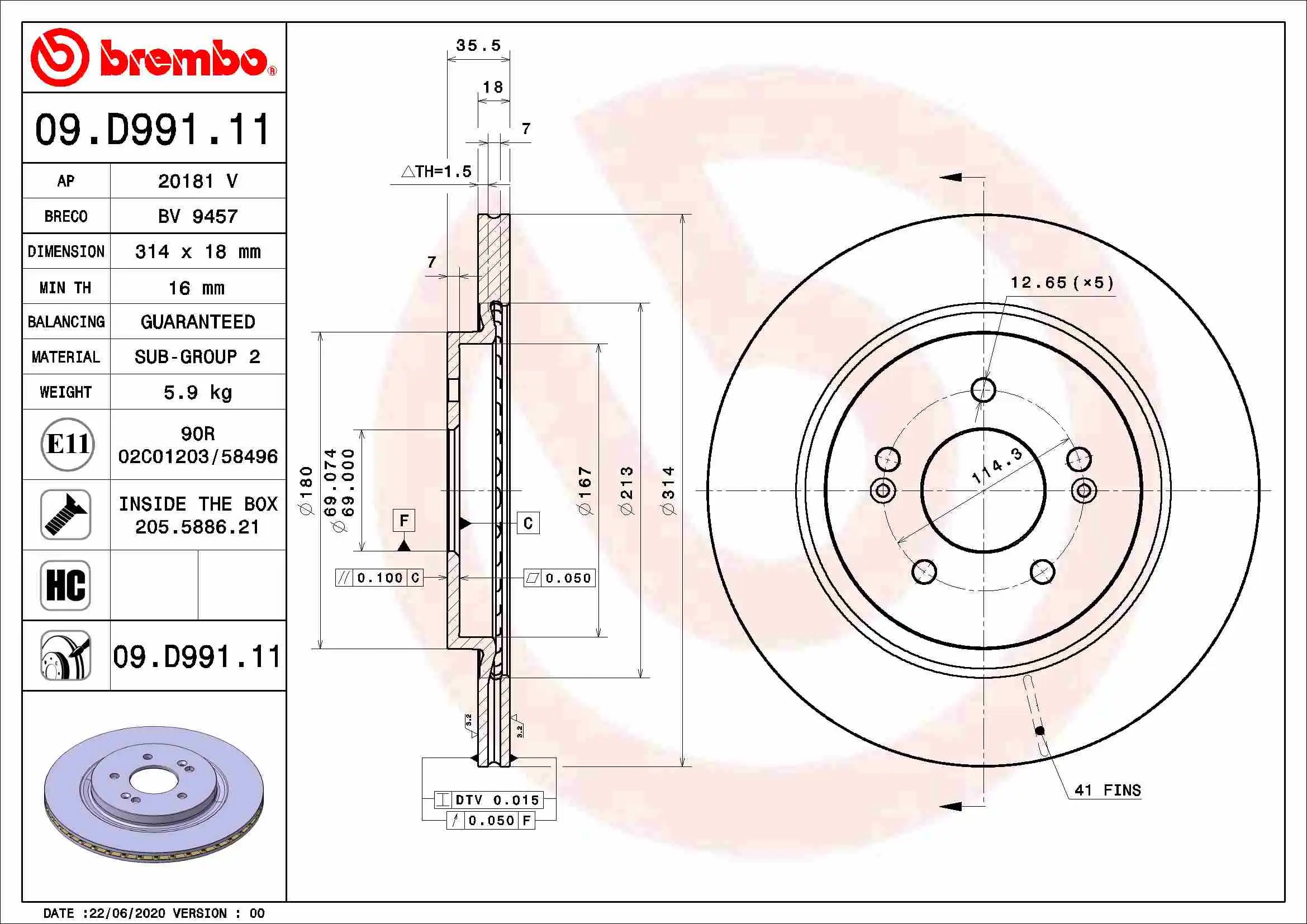 BREMBO 09.D991.11
