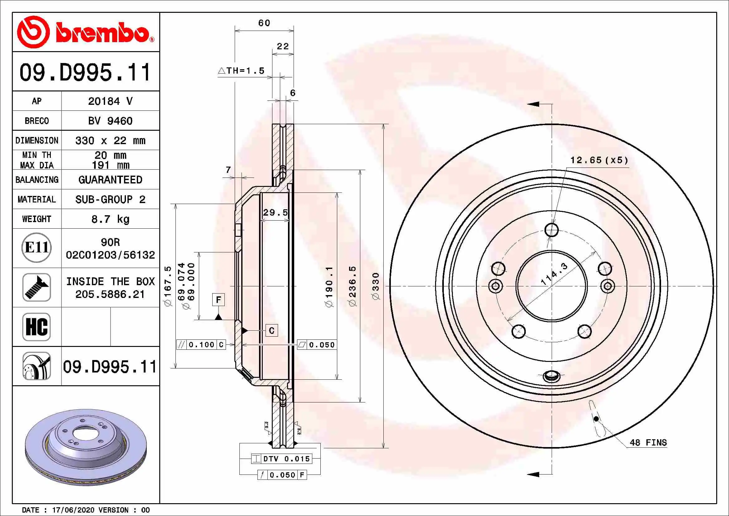 BREMBO 09.D995.11