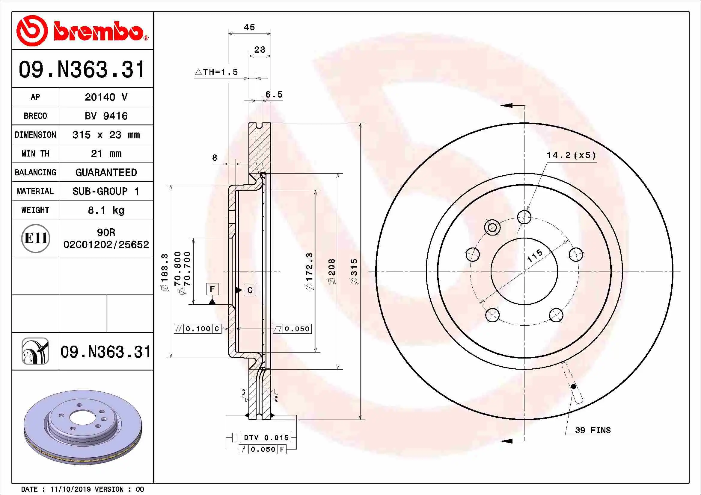 BREMBO 09.N363.31