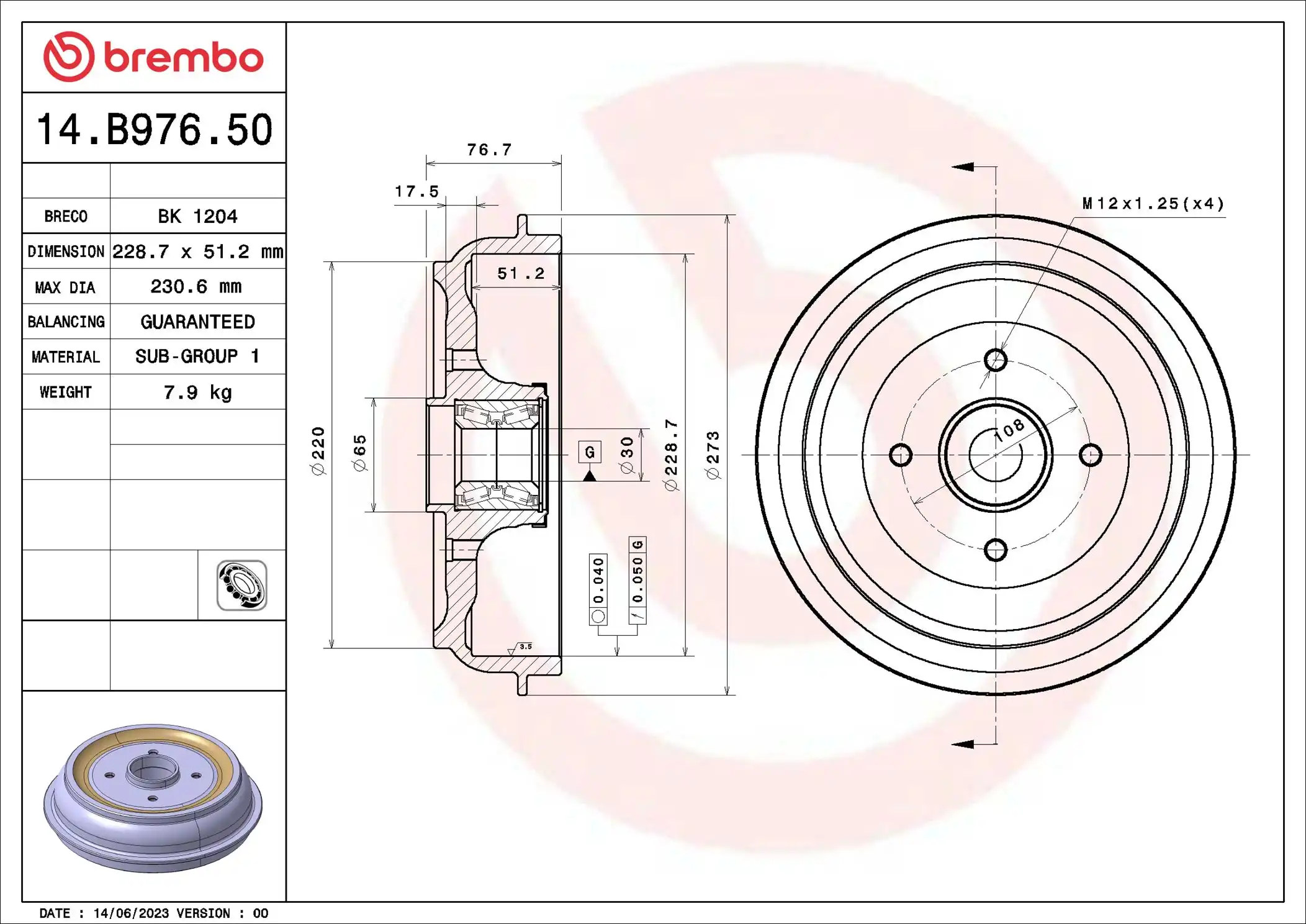 BREMBO 14.B976.50