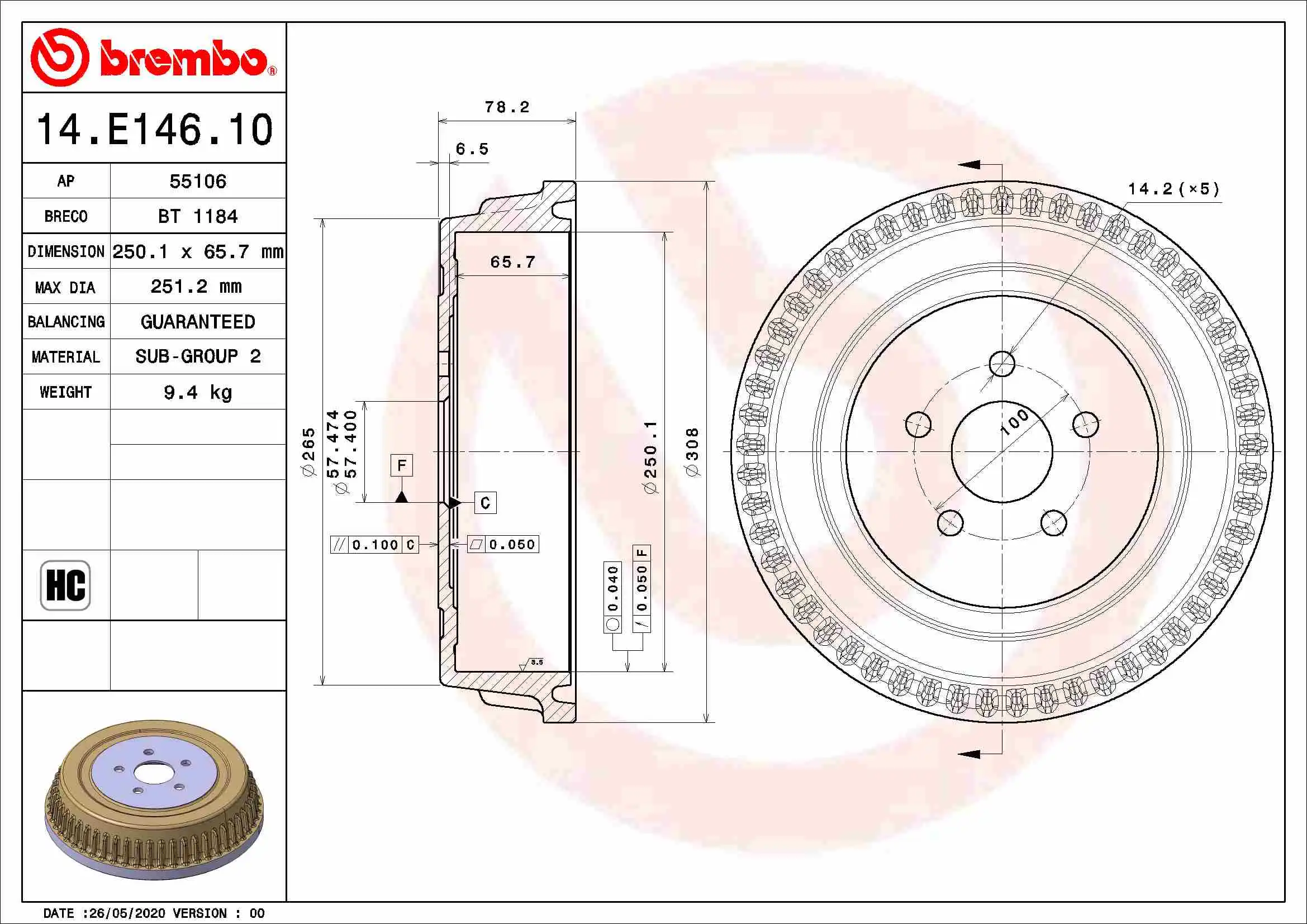 BREMBO 14.E146.10