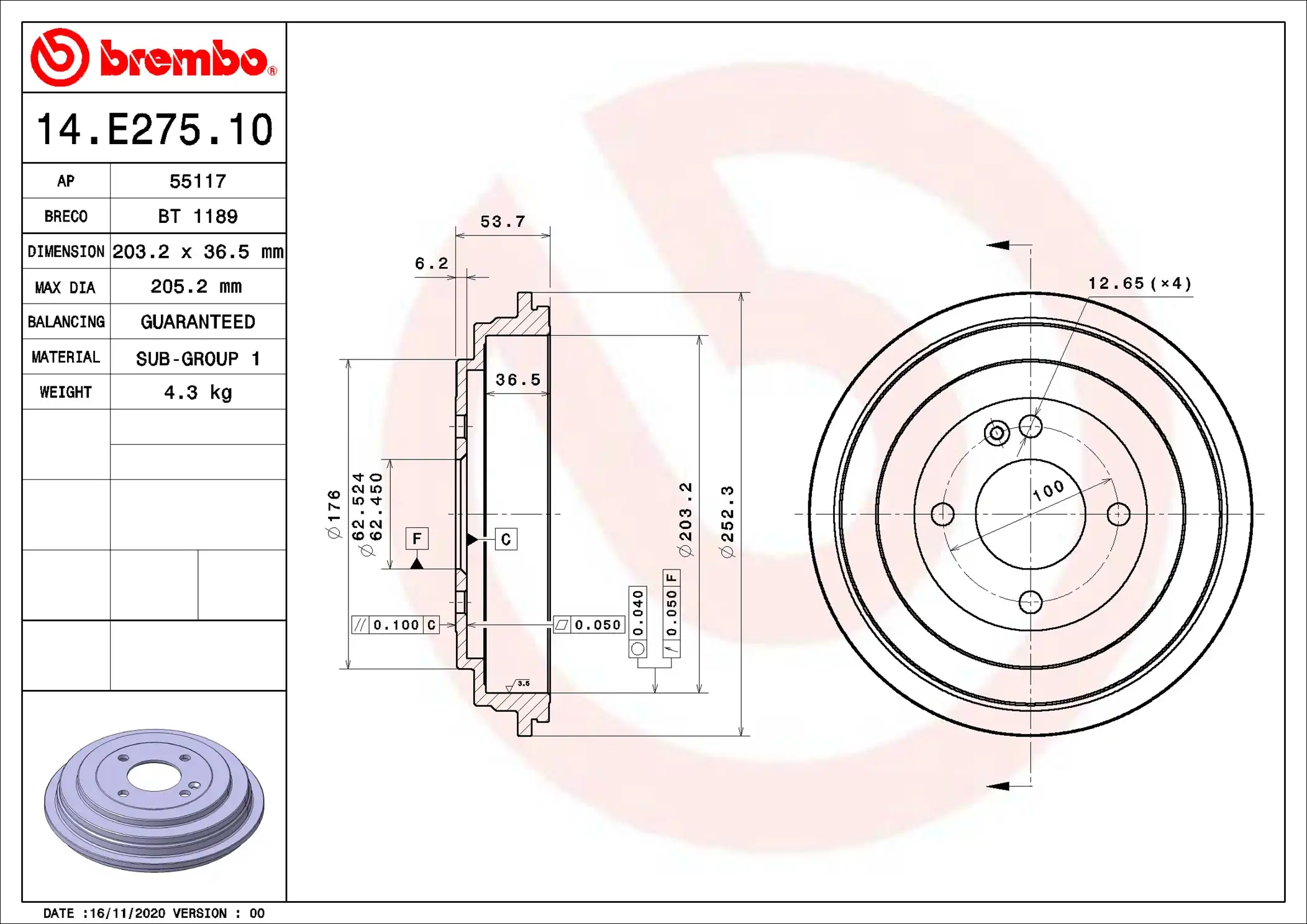 BREMBO 14.E275.10