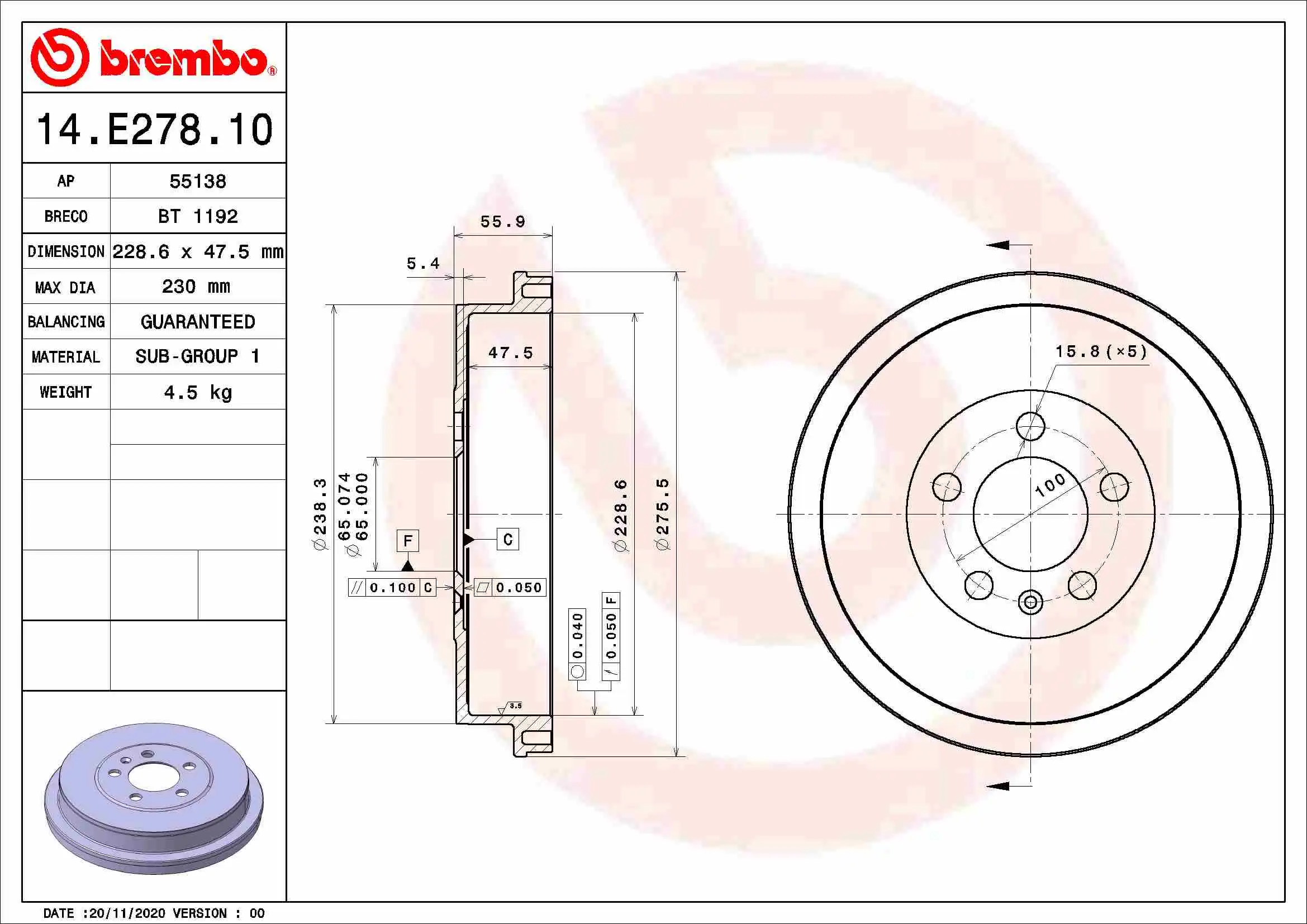 BREMBO 14.E278.10