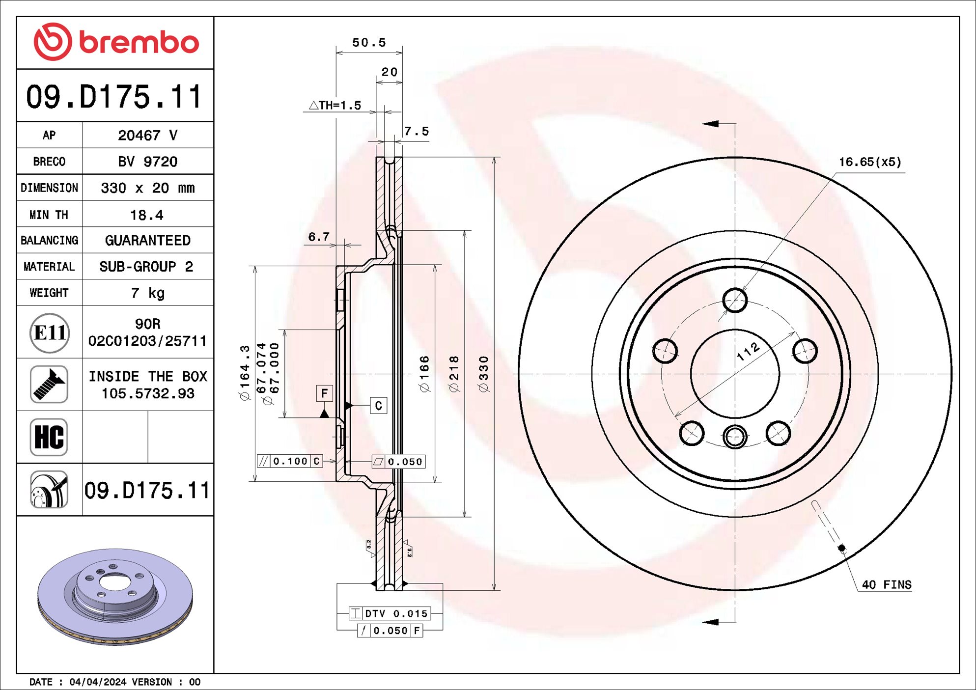 BREMBO 09.D175.11